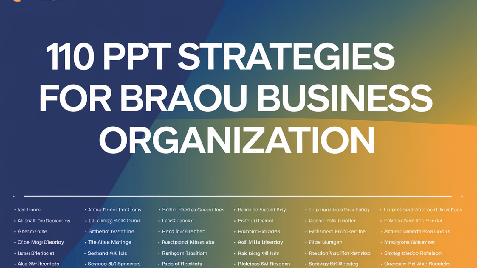 BRAOU Business Organization 110 PPT Strategies